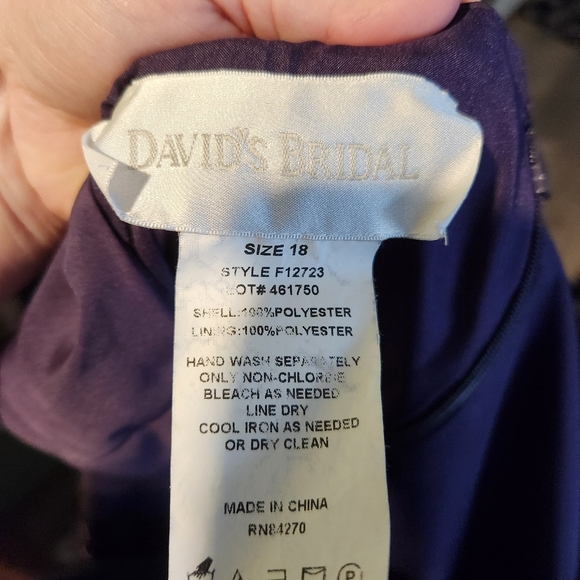 Davids Bridal Size 18 Lapis(?)Knee-length dress Style F12723 - Picture 4 of 4